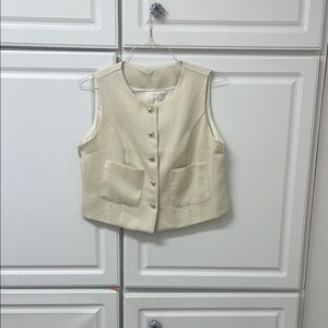 Cream Women's Vest, Gold Buttons